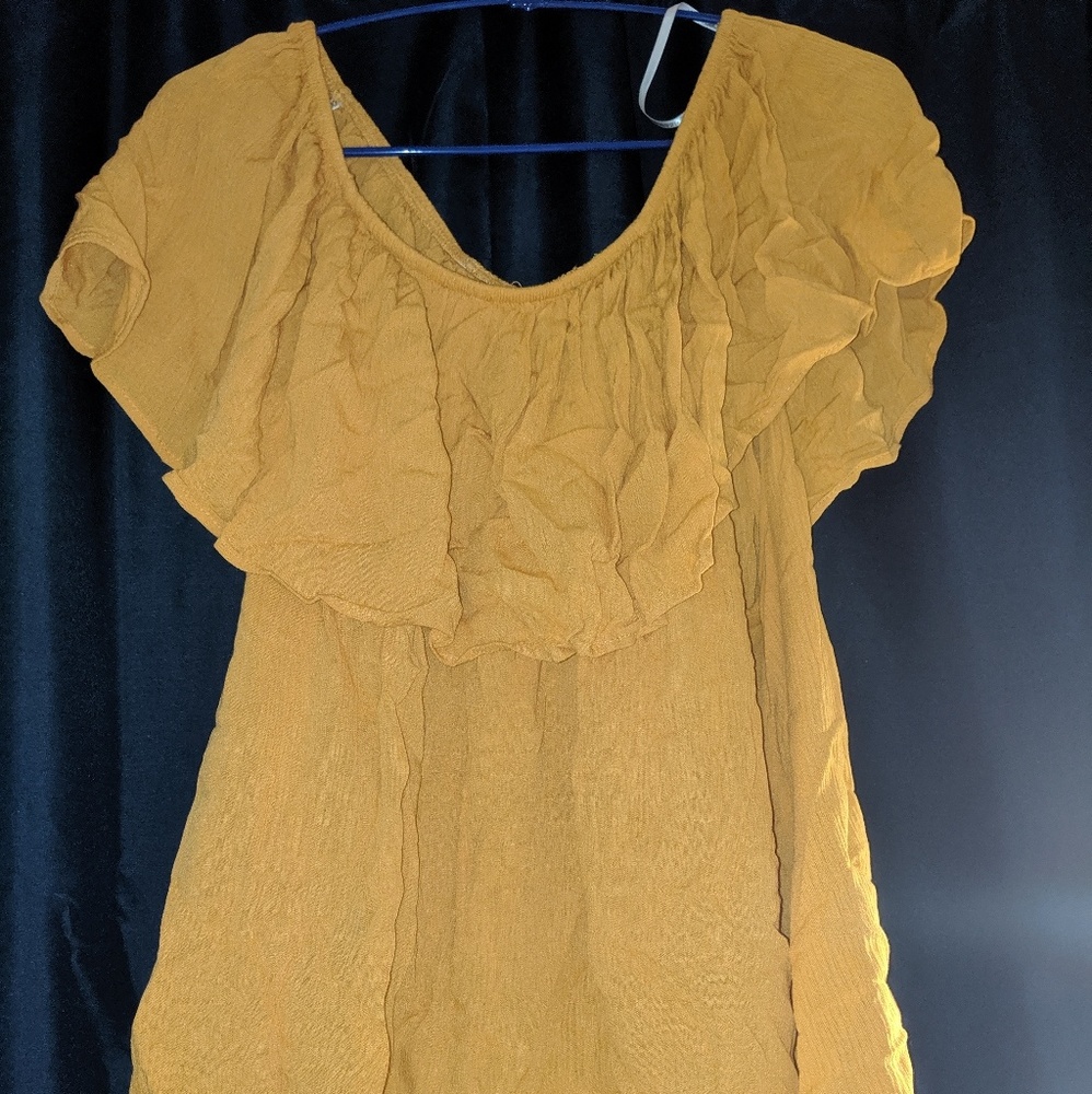 Forever 21+ Off the Shoulder Mustard Top